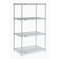 Nexel Nexelate Wire Shelving Starter Unit, Silver Epoxy, 30W X 18D X 74H 18307EP